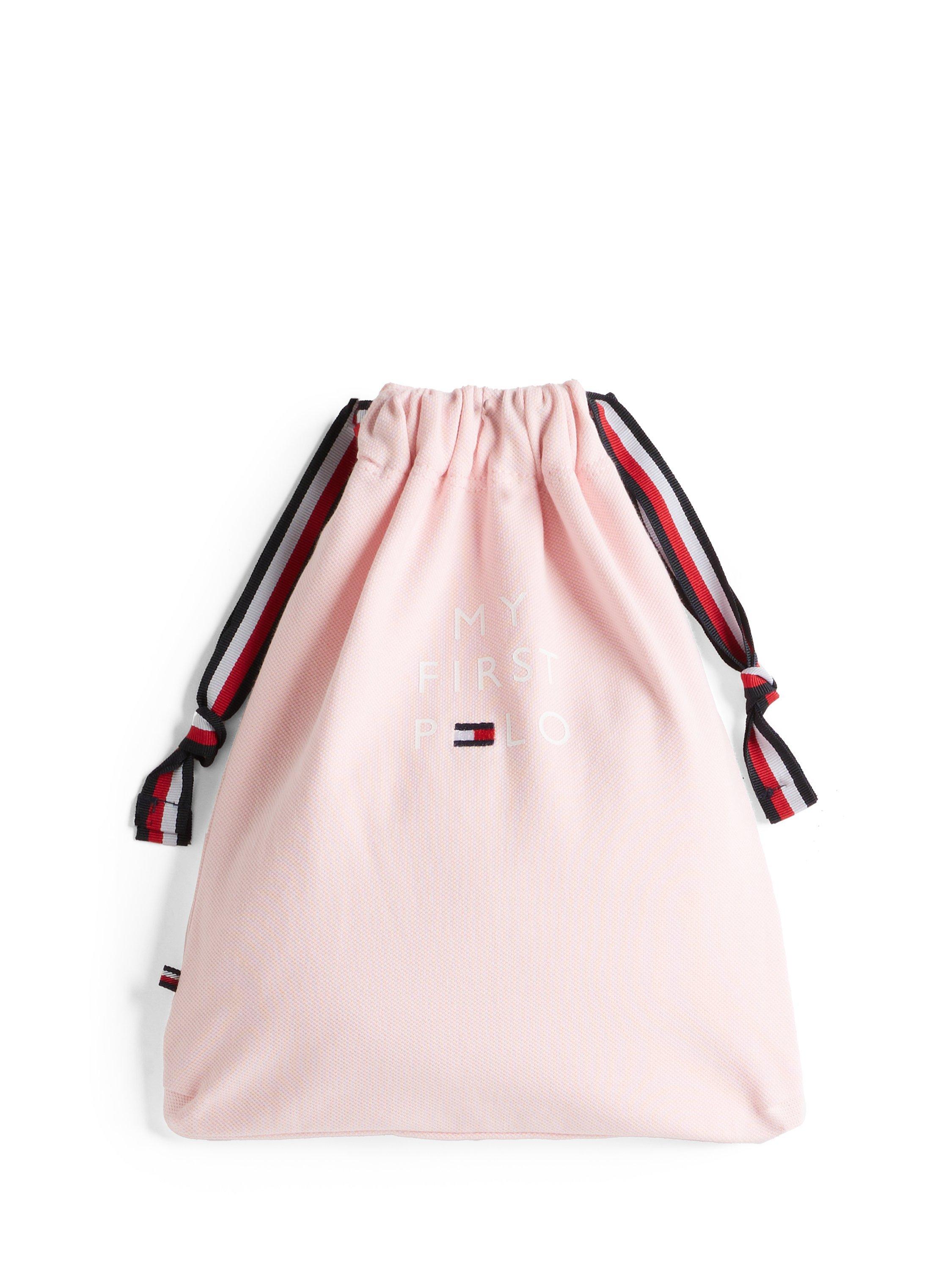 Product image 3 of 3, which shows Tommy Hilfiger Baby Polo Bodysuit & Drawstring Pouch Gift Set, Precious Pink, 0-3 months