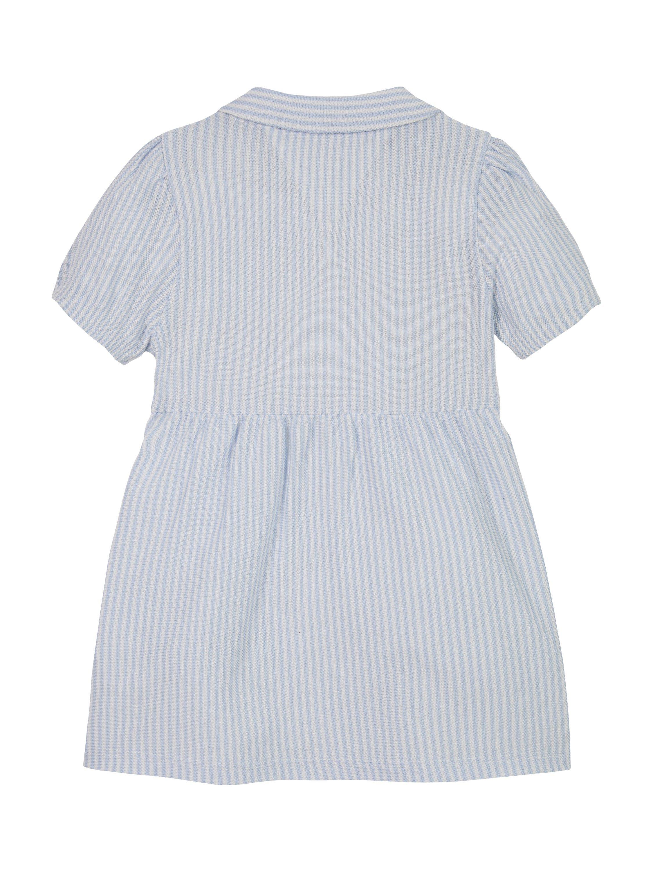 Product image 2 of 3, which shows Tommy Hilfiger Baby Organic Cotton Short Sleeve Dress, Breezy Blue Stripe, 0-3 months