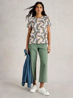 White Stuff Abbie Print T-Shirt, Beige/Multi, Beige/Multi