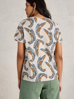 White Stuff Abbie Print T-Shirt, Beige/Multi - view 2, Beige/Multi