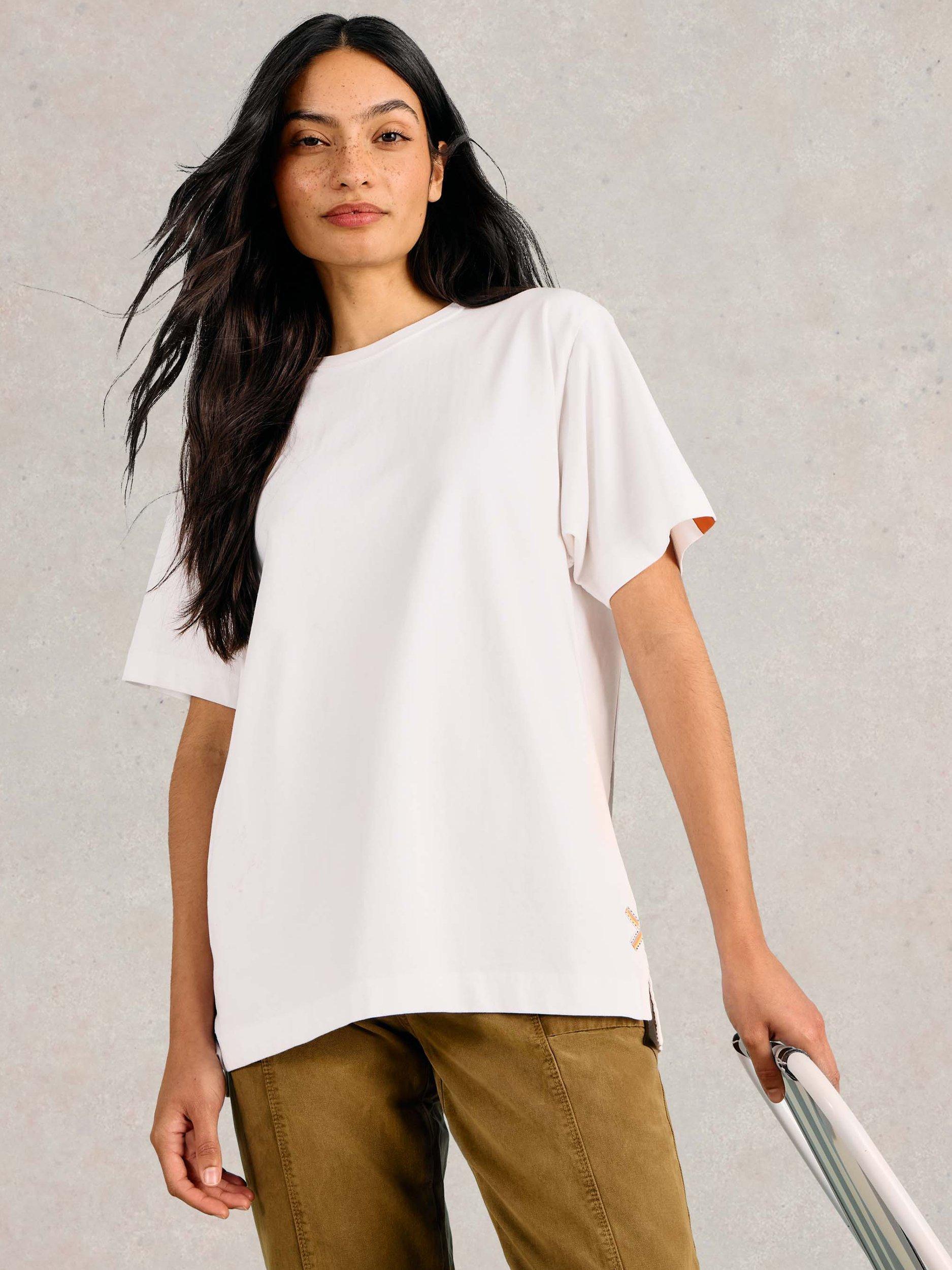 Product image 3 of 7, which shows White Stuff Cotton Oversized Graphic Back T-Shirt, White, S
