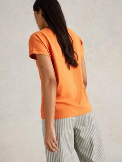 White Stuff Nelly Notch Neck T-Shirt, Mid Orange - view 2, Mid Orange