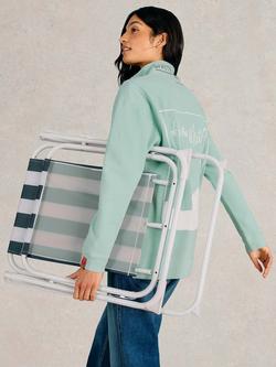 White Stuff Pique Graphic Back 1/2 Zip Sweatshirt, Light Blue - view 2, Light Blue