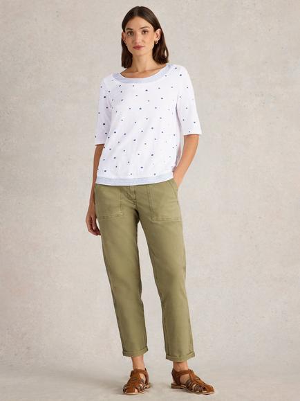 White Stuff Weaver Embroidered Pure Organic Cotton Top, White/Multi, White/Multi