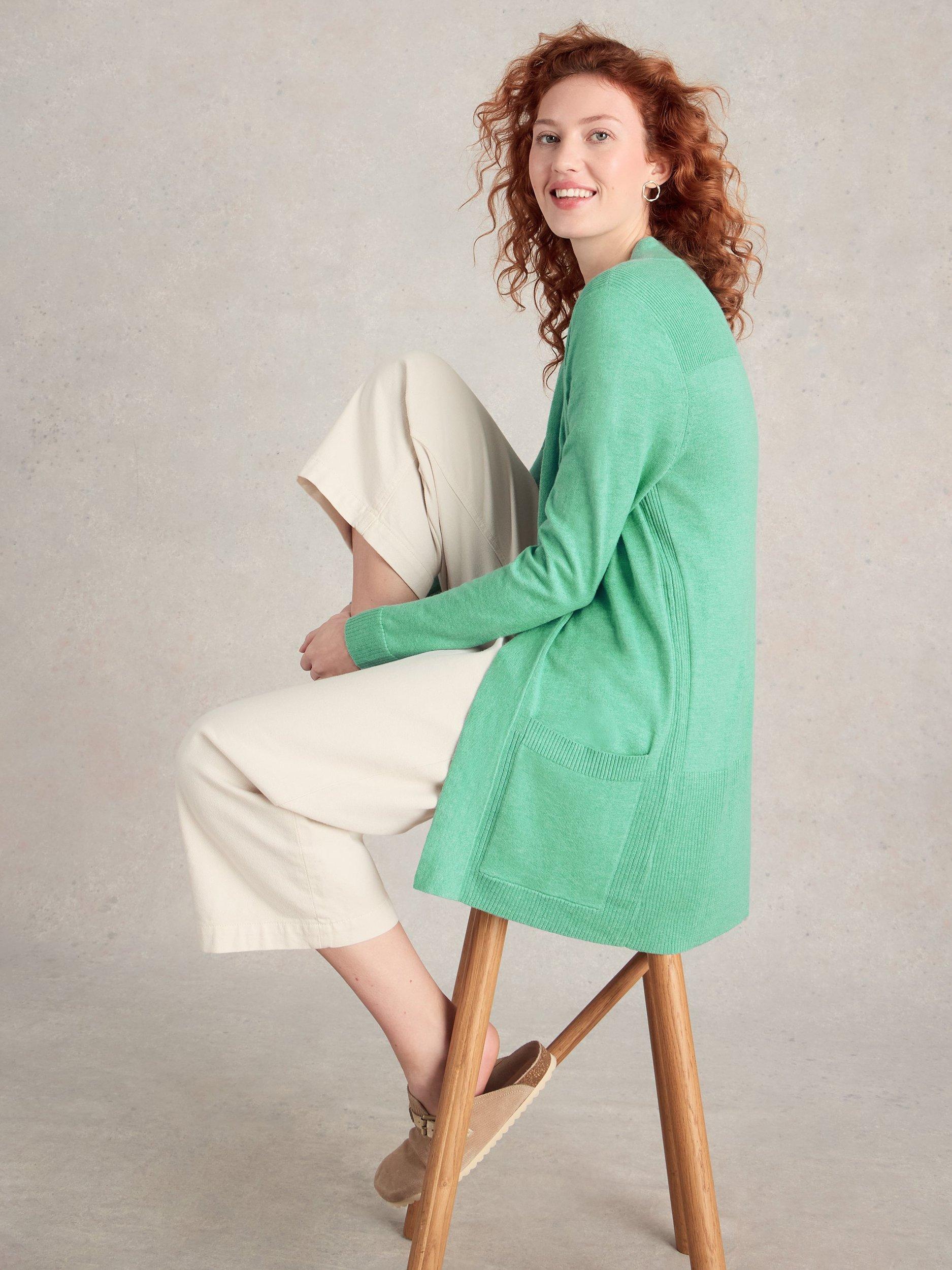 Product image 4 of 6, which shows White Stuff Tanya Longline Cardigan, Mid Teal, 8