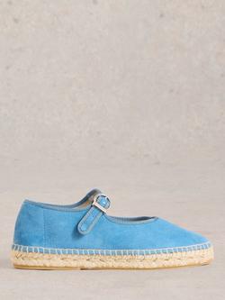 White Stuff Suede Mary Jane Espadrilles, Mid Blue, Mid Blue