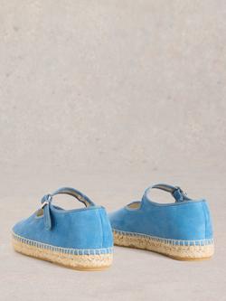 White Stuff Suede Mary Jane Espadrilles, Mid Blue - view 2, Mid Blue