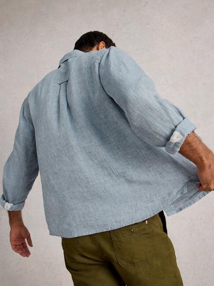 White Stuff Keswick Linen Regular Fit Shirt, Blue - view 2, Blue