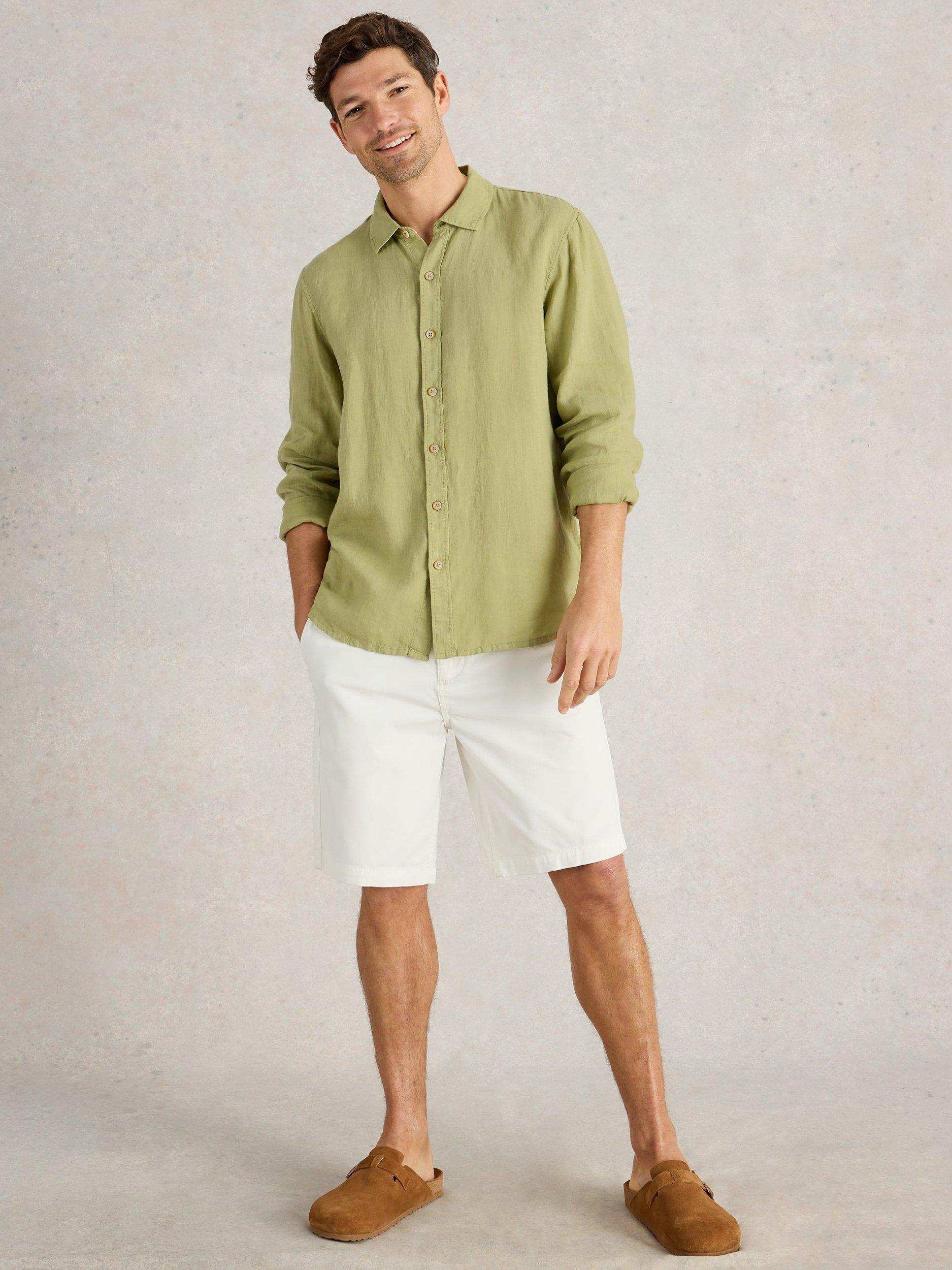 Product image 1 of 2, which shows White Stuff Keswick Linen Regular Fit Shirt, Mid Green, XS