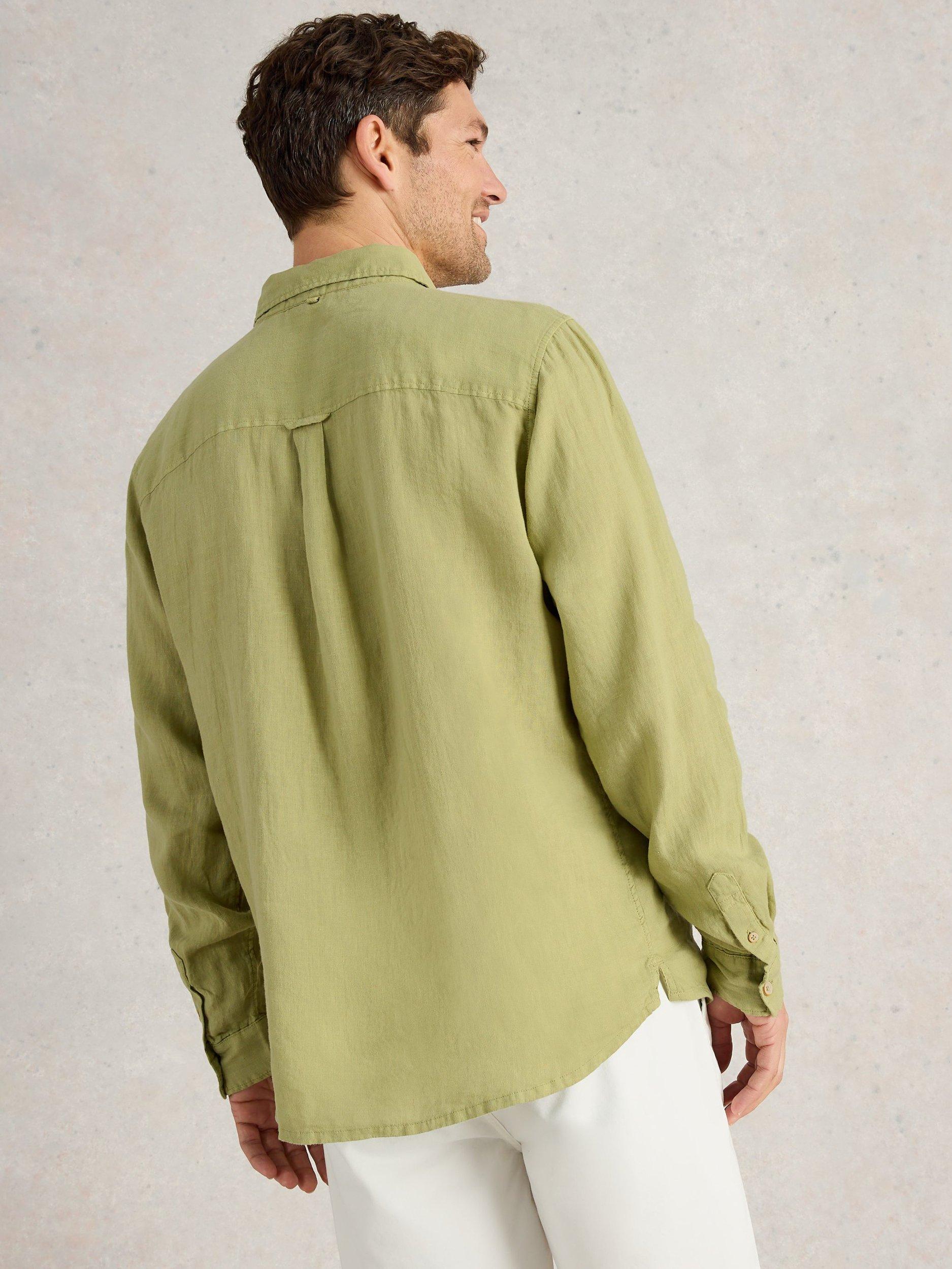 Product image 2 of 2, which shows White Stuff Keswick Linen Regular Fit Shirt, Mid Green, XS