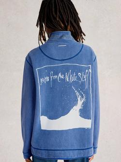 White Stuff Pique Cotton Half Zip Sweatshirt - view 2, Blue