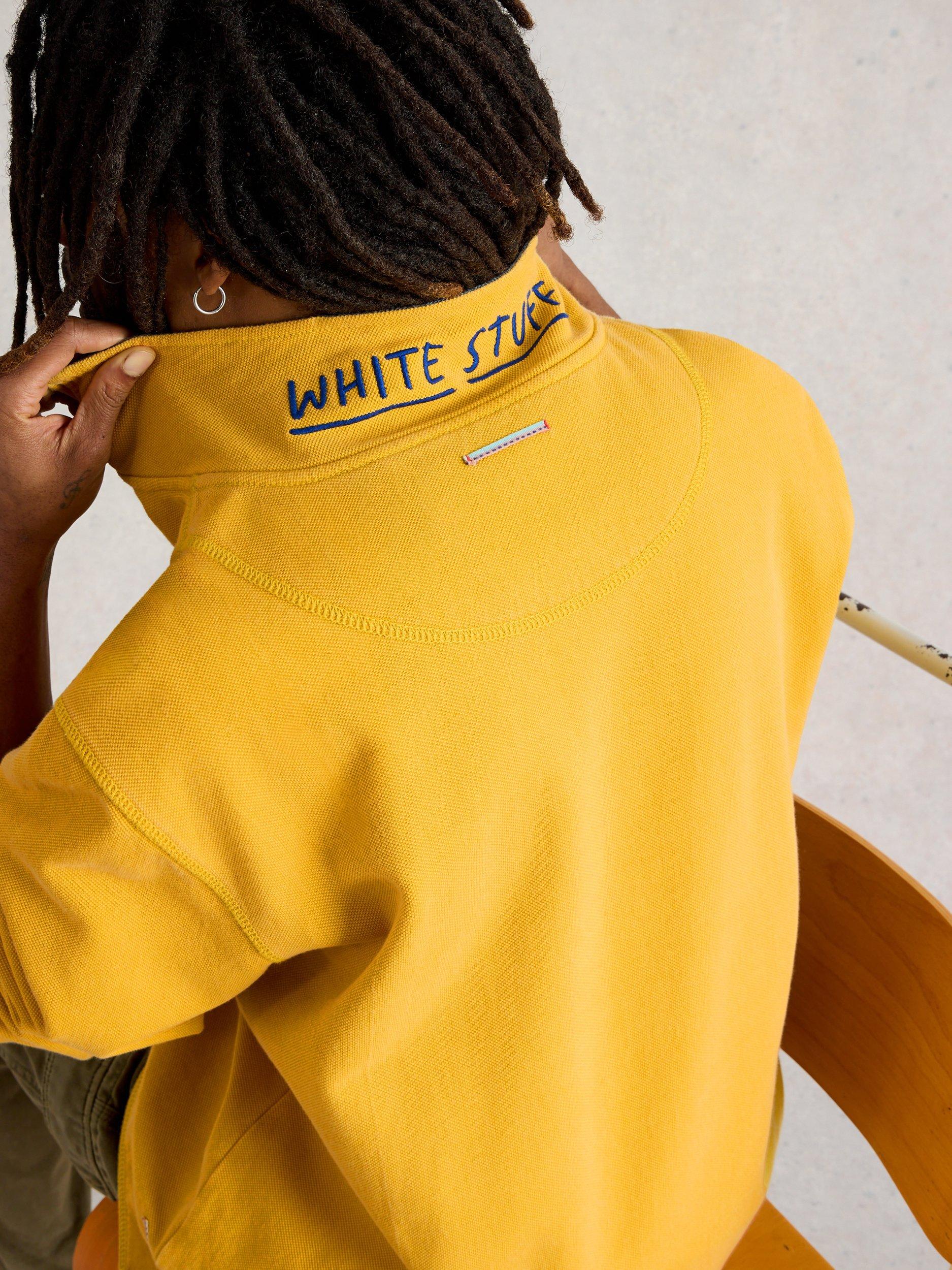 Product image 7 of 7, which shows White Stuff Pique Cotton Half Zip Sweatshirt, Yellow, M