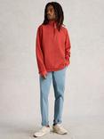 White Stuff Pique Cotton Half Zip Sweatshirt, Red