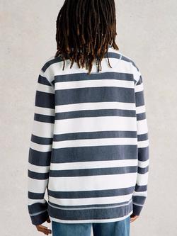 White Stuff Half Zip Stripe Sweatshirt, Navy/Multi - view 2, Navy/Multi