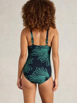 White Stuff Splash Palms Control Swimsuit, Navy/Multi - view 2, Navy/Multi