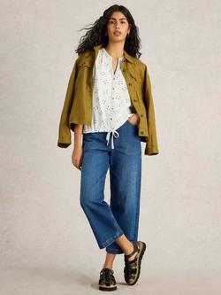 White Stuff Tulip Geometric Pure Organic Cotton Tie Shirt, White, White