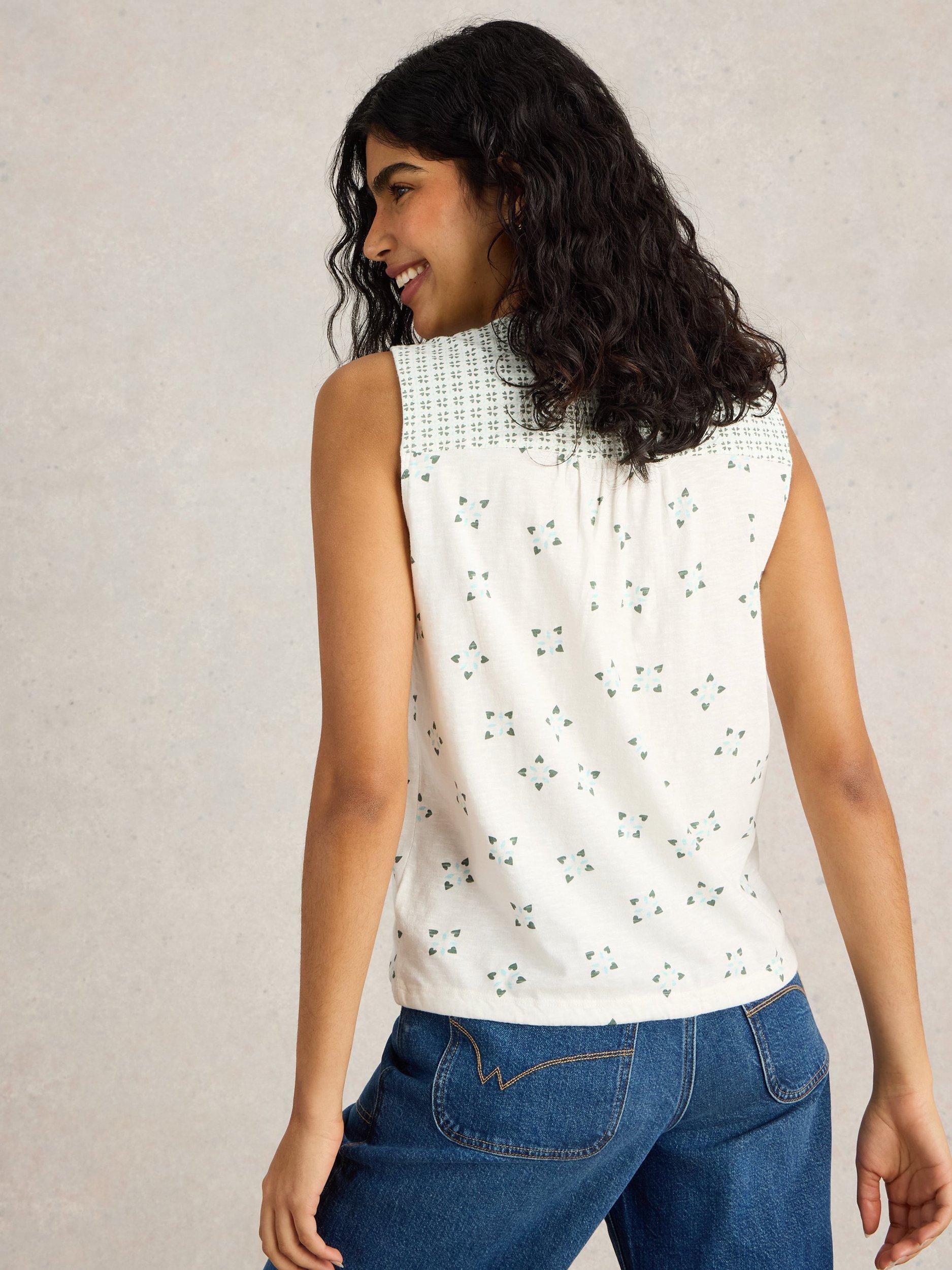 Product image 2 of 7, which shows White Stuff Tulip Geometric Pure Organic Cotton Tie Shirt, White, 6