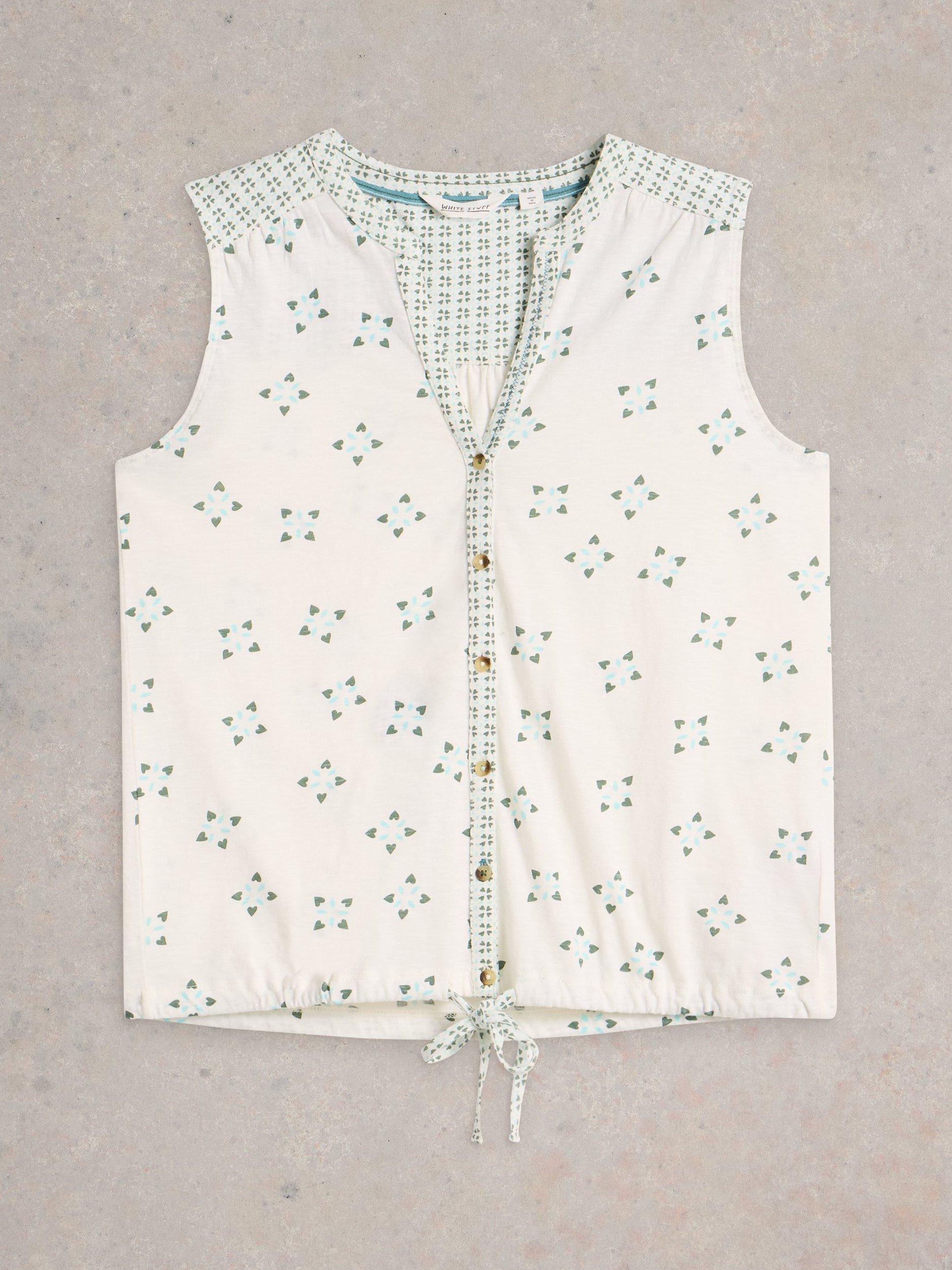 Product image 6 of 7, which shows White Stuff Tulip Geometric Pure Organic Cotton Tie Shirt, White, 6