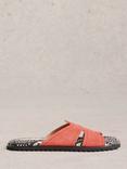 White Stuff Suede Floral Footbed Sandals, Light Orange