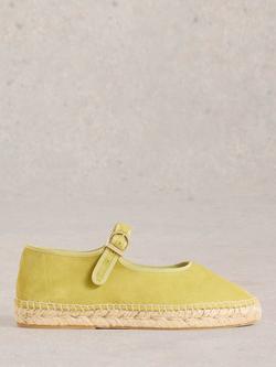 White Stuff Suede Mary Jane Espadrilles, Bright Green, Bright Green