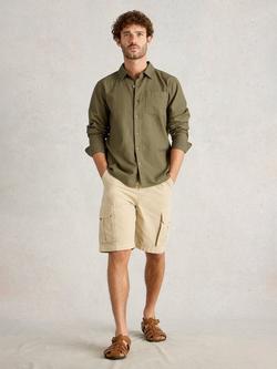 White Stuff Ely Linen Blend Regular Fit Shirt, Khaki Green