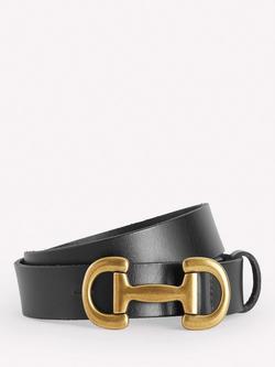 Boden Iris Snaffle Trim Leather Belt, Black