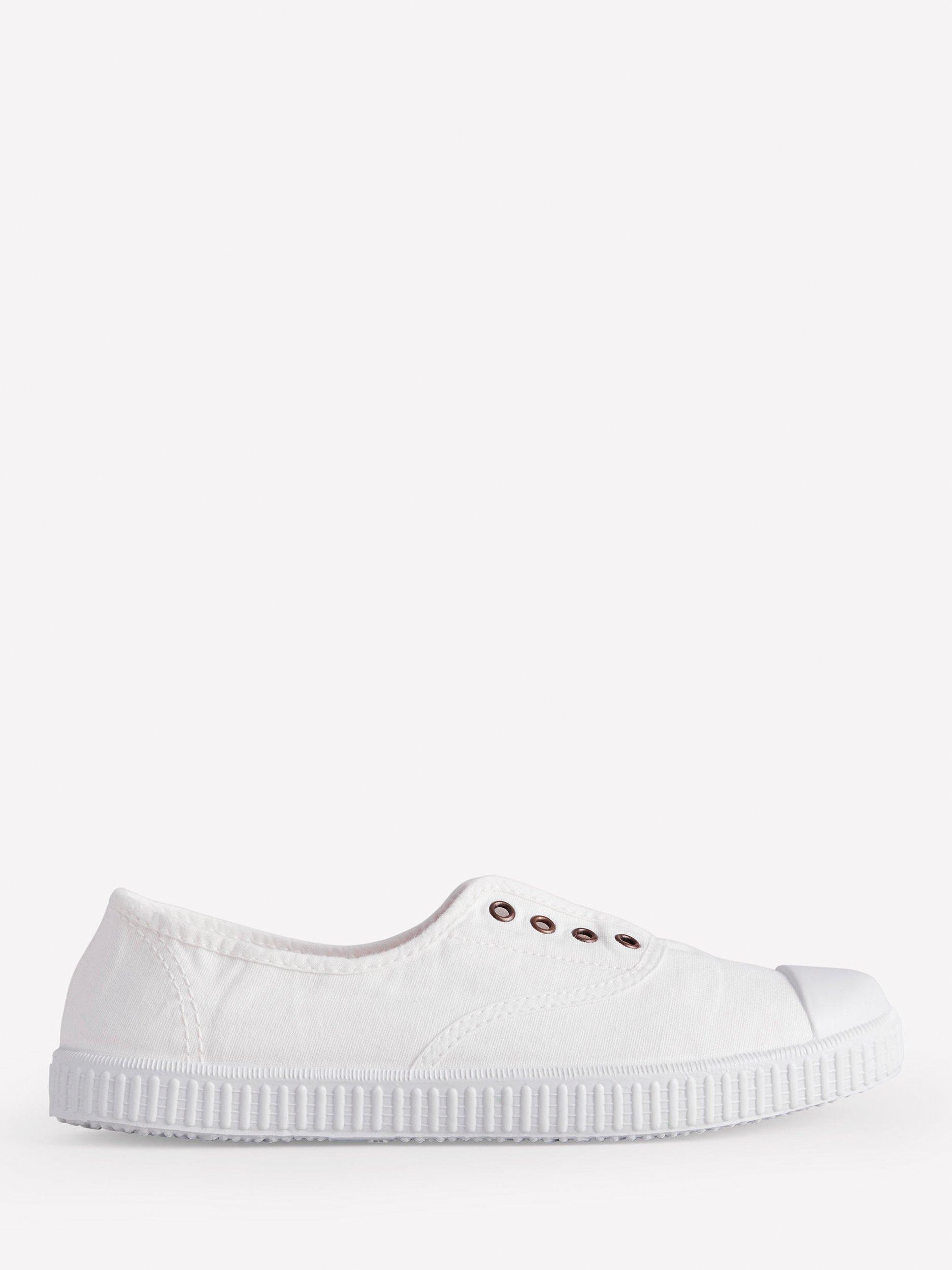 Product image 1 of 5, which shows Boden Cotton Canvas Laceless Plimsolls, Ivory, 4
