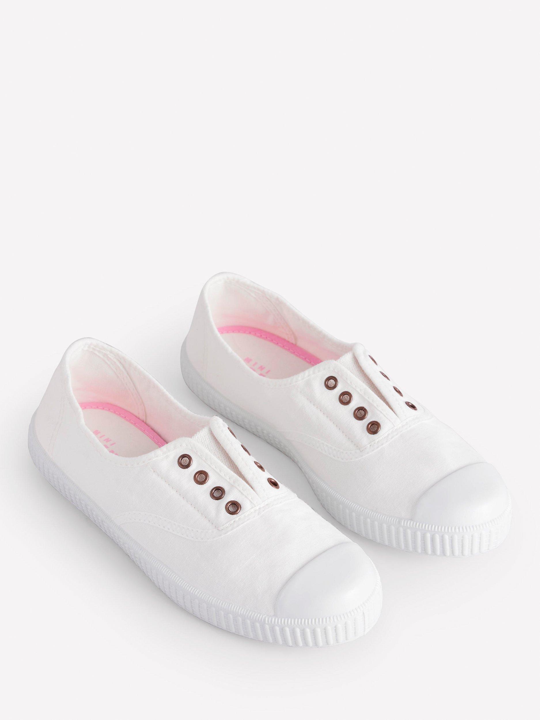 Product image 2 of 5, which shows Boden Cotton Canvas Laceless Plimsolls, Ivory, 4