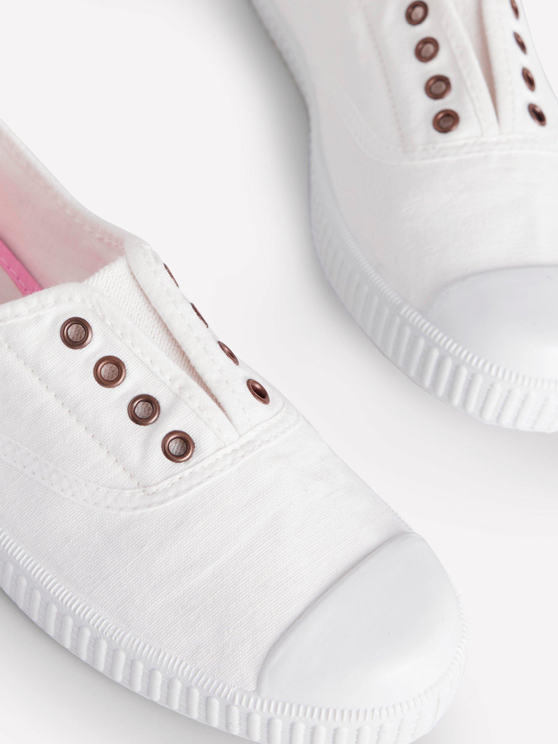 Product image 3 of 5, which shows Boden Cotton Canvas Laceless Plimsolls, Ivory, 4