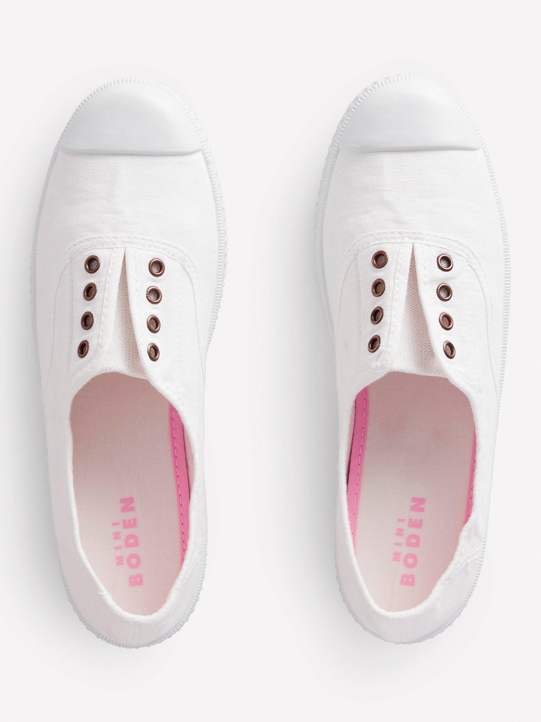 Product image 4 of 5, which shows Boden Cotton Canvas Laceless Plimsolls, Ivory, 4