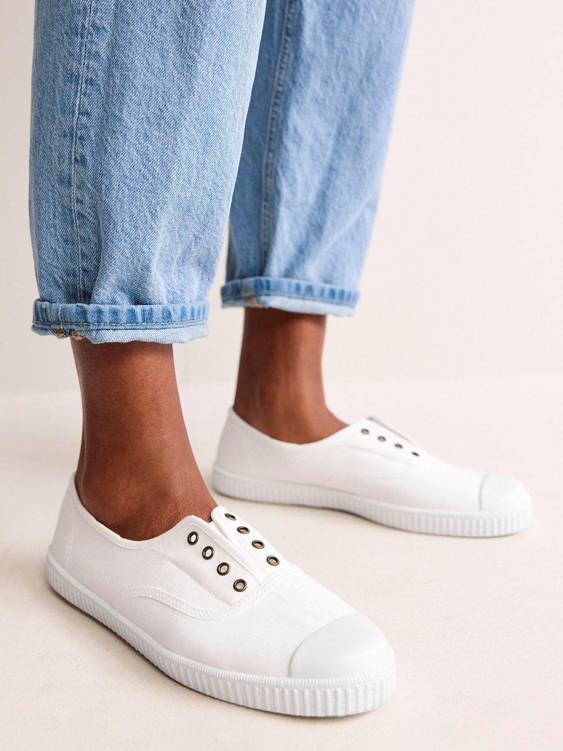 Product image 5 of 5, which shows Boden Cotton Canvas Laceless Plimsolls, Ivory, 4