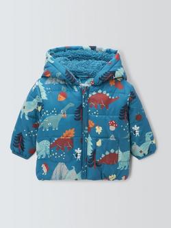 John Lewis Baby Dinosaur Fluffy Coat, Blue, Blue