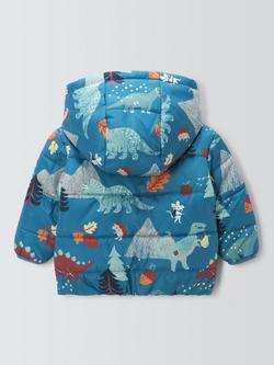 John Lewis Baby Dinosaur Fluffy Coat, Blue - view 2, Blue