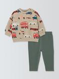 John Lewis Baby Transport Print Sweatshirt & Leggings Set, Multi