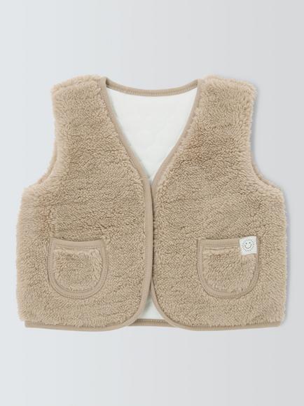 John Lewis Baby Reversible Gilet, Natural, Natural