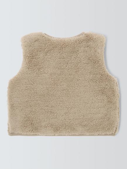 John Lewis Baby Reversible Gilet, Natural - view 2, Natural