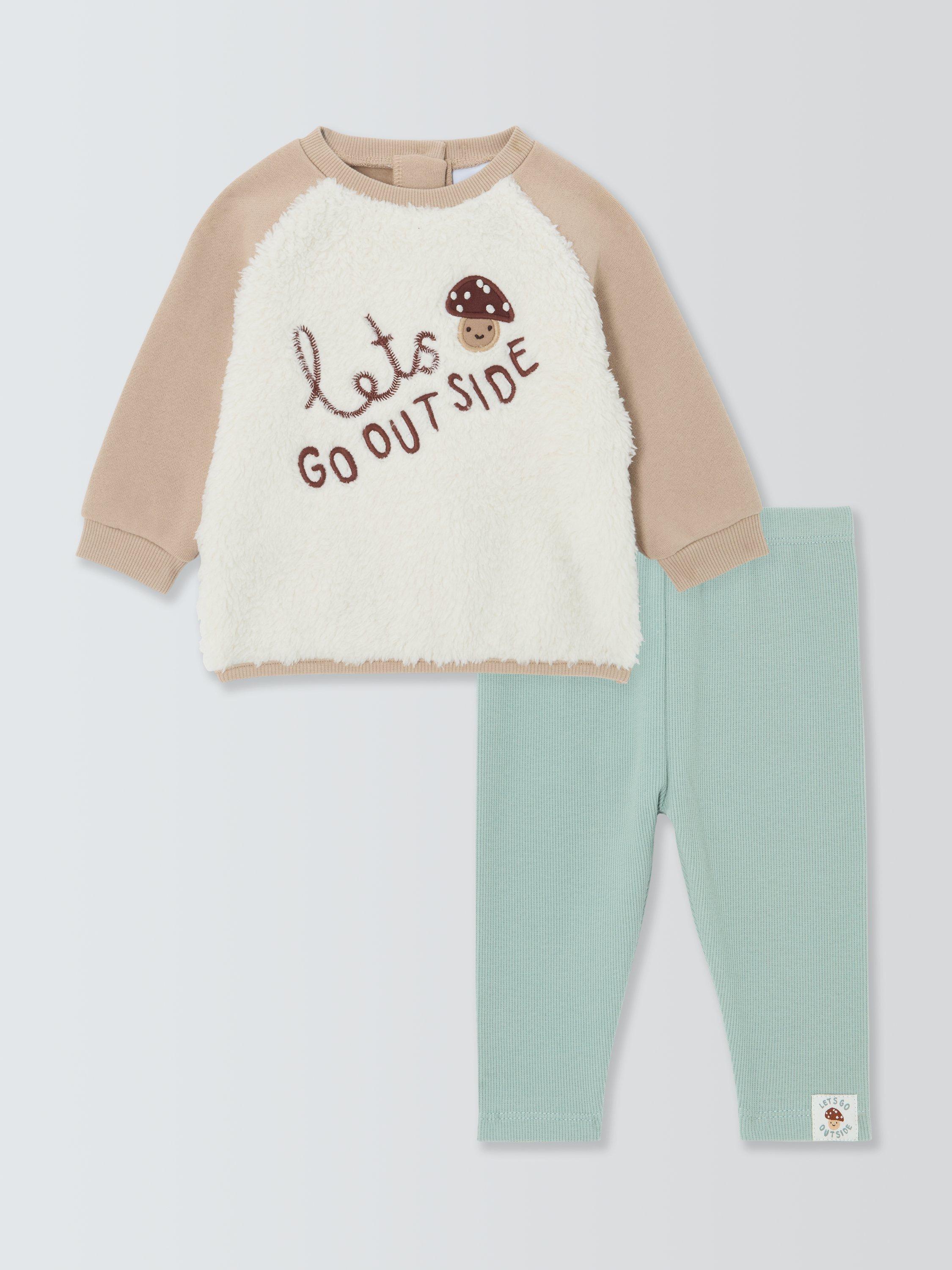 Product image 1 of 3, which shows John Lewis Baby Borg Sweatshirt & Leggings Set, Multi, 0-3 months