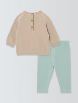 John Lewis Baby Borg Sweatshirt & Leggings Set, Multi - view 2, Multi