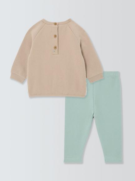 John Lewis Baby Borg Sweatshirt & Leggings Set, Multi - view 2, Multi