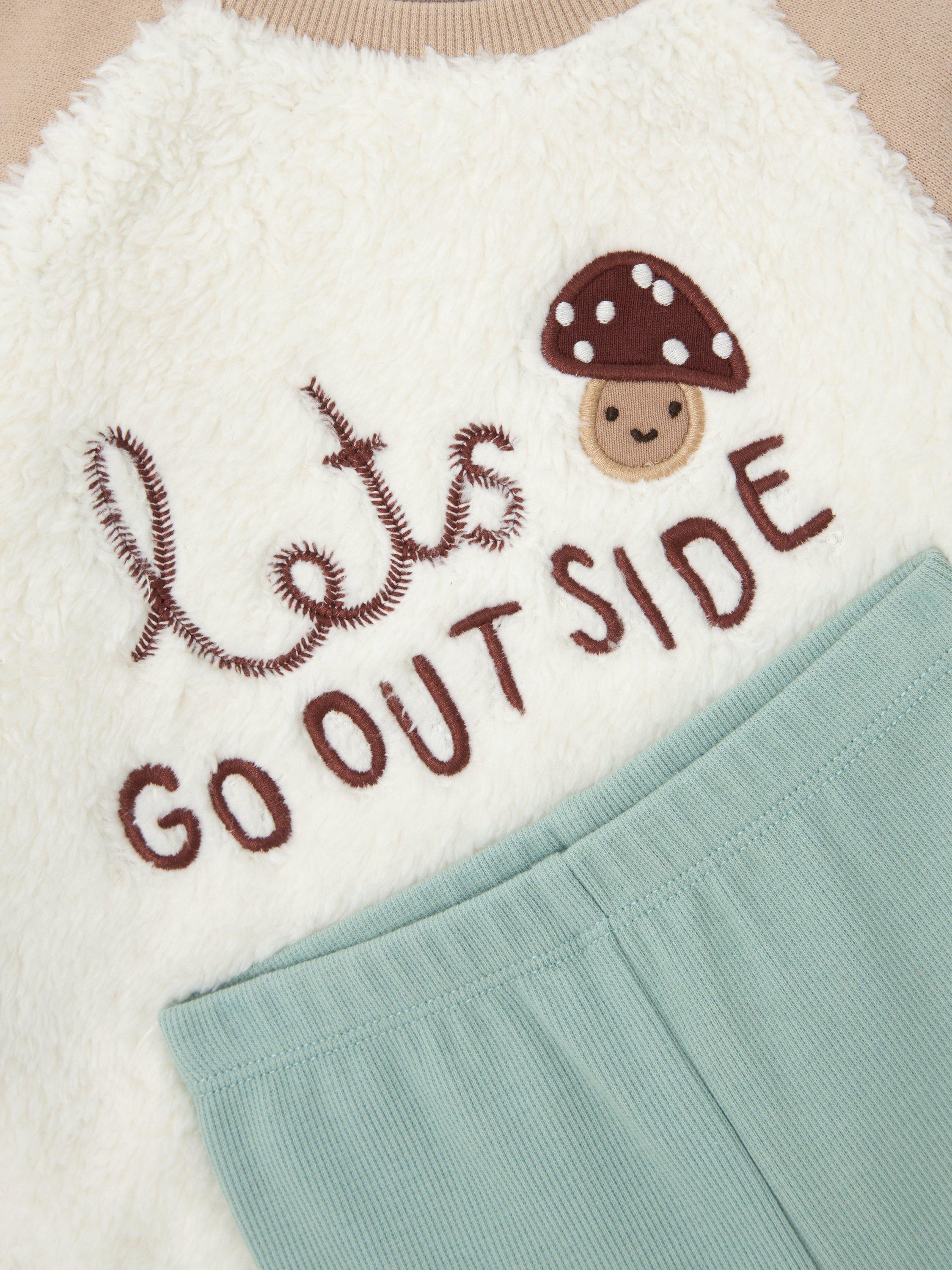 Product image 3 of 3, which shows John Lewis Baby Borg Sweatshirt & Leggings Set, Multi, 0-3 months