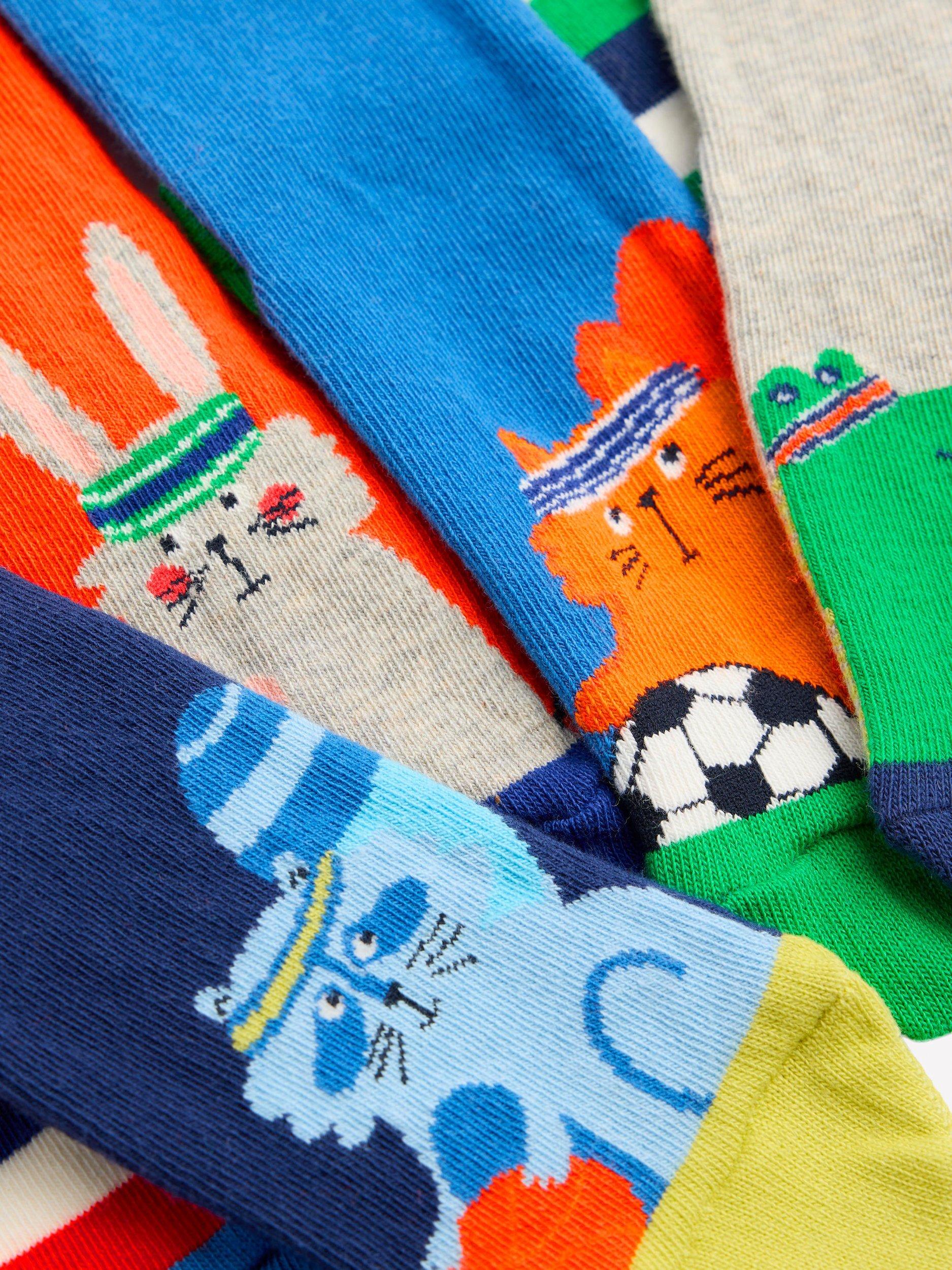 Product image 2 of 2, which shows Mini Boden Kids' Sporty Animals Socks, Pack of 7, Sporty Animals, 6-8.5