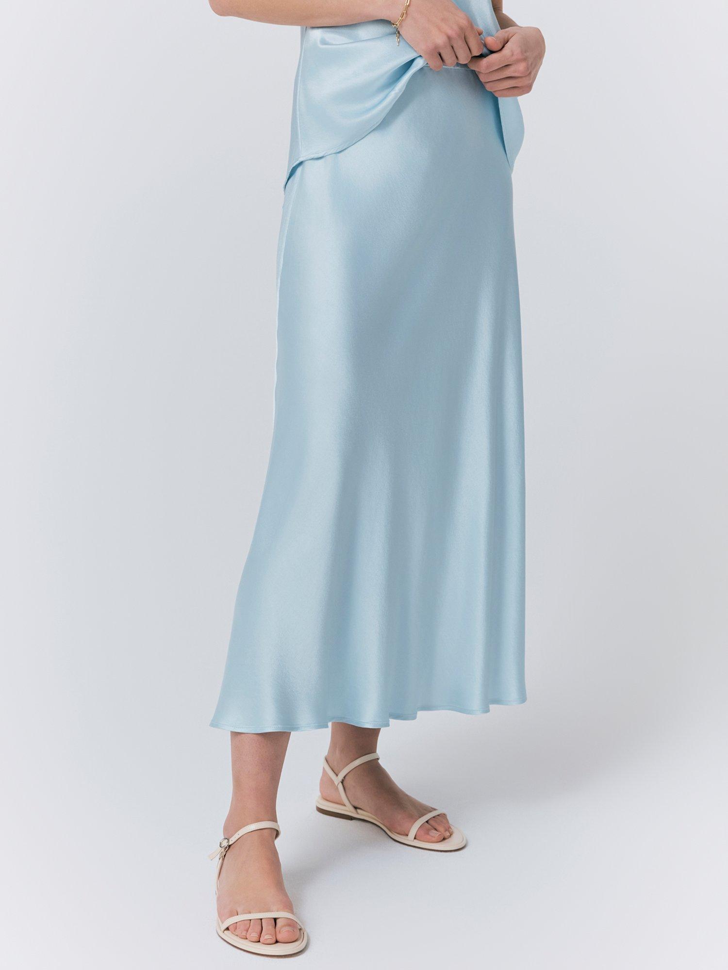 Product image 1 of 4, which shows Ghost Luna Satin Skirt, Light Blue, L