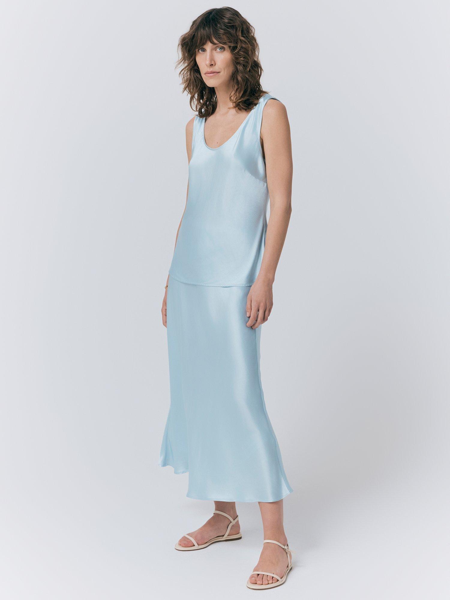 Product image 2 of 4, which shows Ghost Luna Satin Skirt, Light Blue, L
