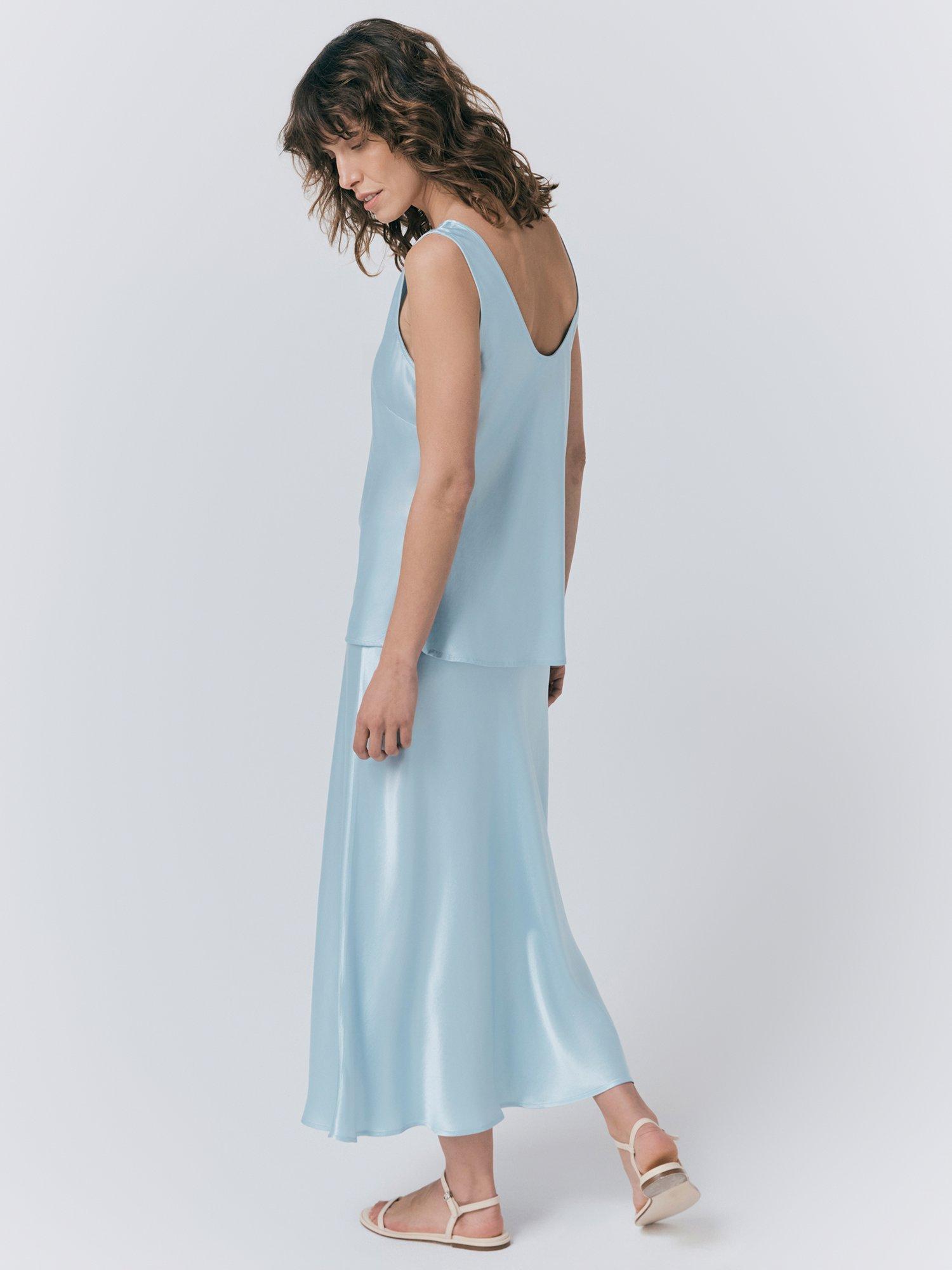 Product image 4 of 4, which shows Ghost Luna Satin Skirt, Light Blue, L