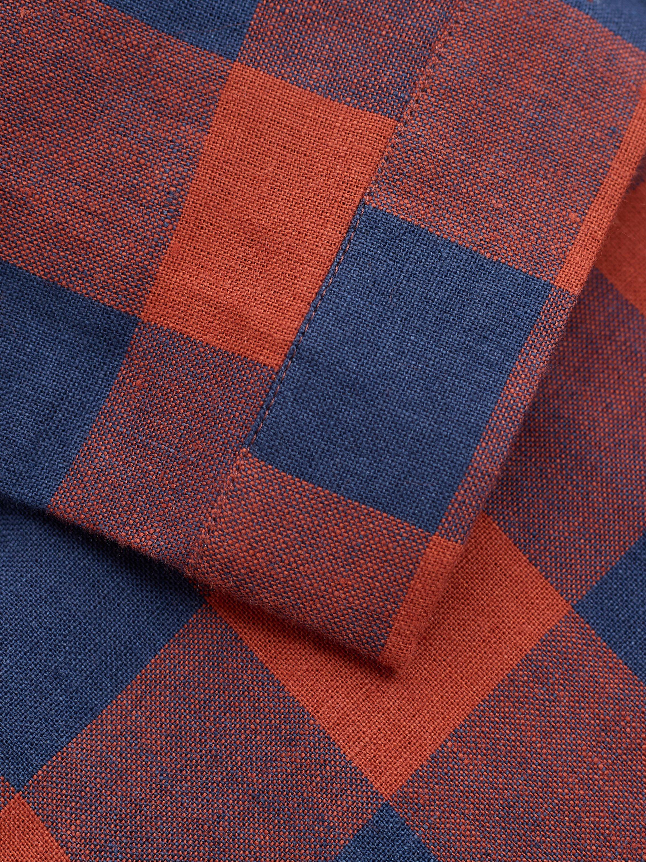 Product image 4 of 5, which shows Celtic & Co. Check Pure Linen Swing Shirt, Rust/Navy, 8