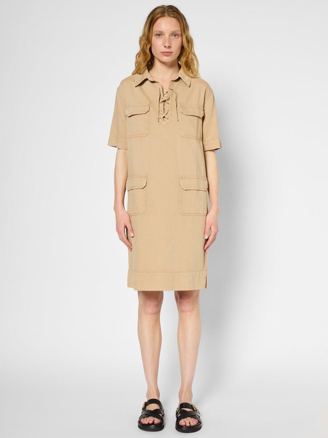 Product image 2 of 6, which shows Gerard Darel Pepita Utility Dress, Camel, 6