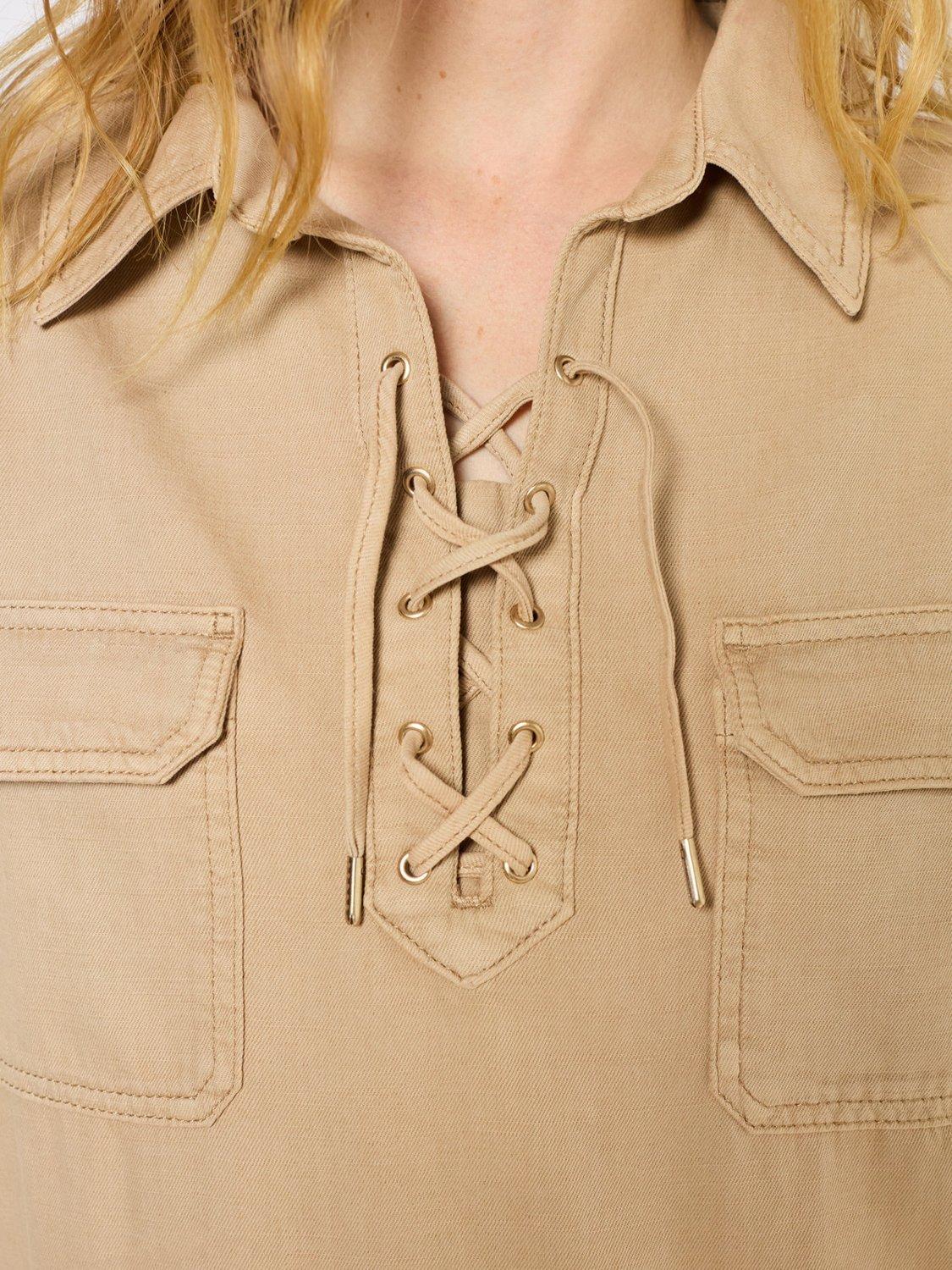 Product image 6 of 6, which shows Gerard Darel Pepita Utility Dress, Camel, 6