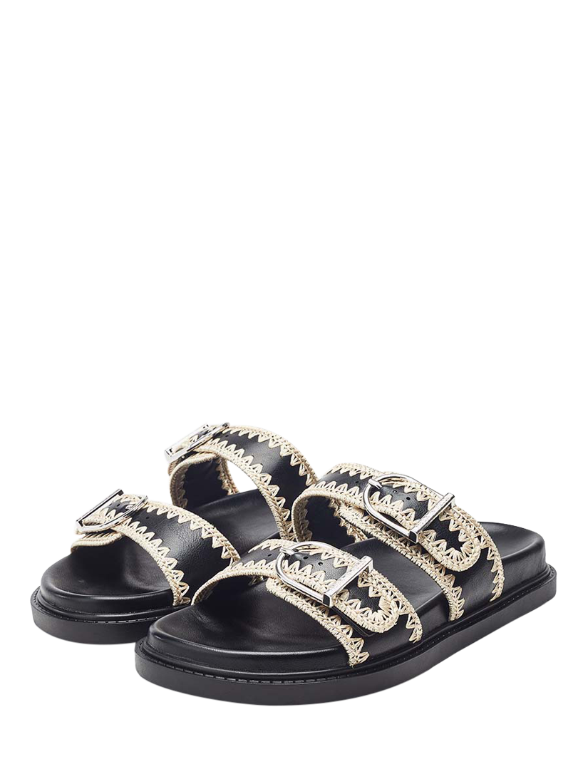 Product image 2 of 4, which shows Moda in Pelle Kerriki Footbed Sandals, Black, 5