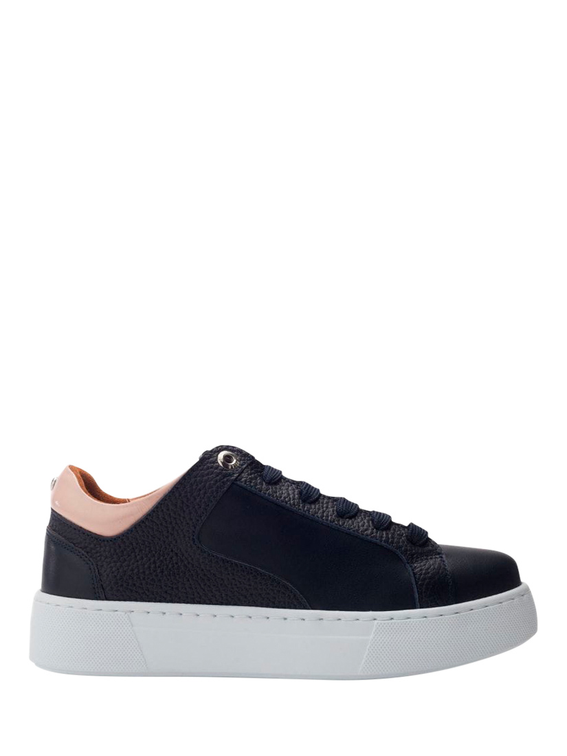 Moda in Pelle Brienau Leather Lace Up Trainers, Navy