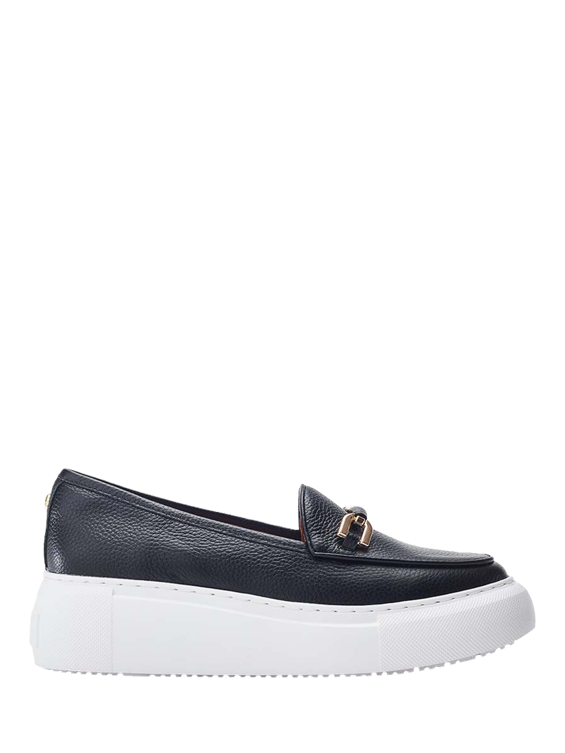 Moda in Pelle Chamomile Leather Loafers, Black